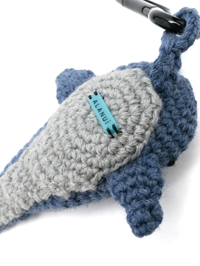 Pre-owned Alanui Whale Crochet Keychain In Blue