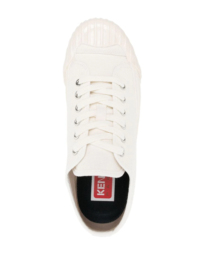 Shop Kenzo Tiger-print Lace-up Sneakers In White
