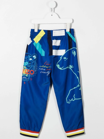 Shop Kenzo Logo-print Track Pants In Blue