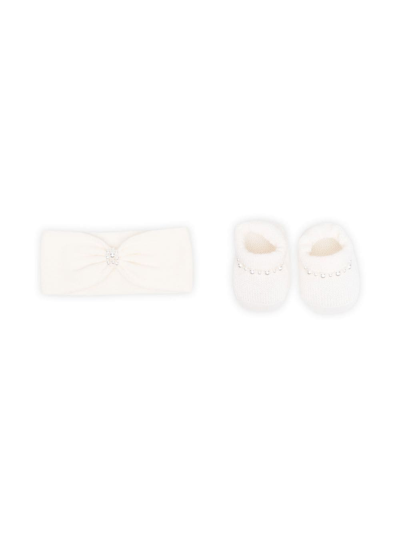 La Perla Knitted Bootie Set In Neutrals