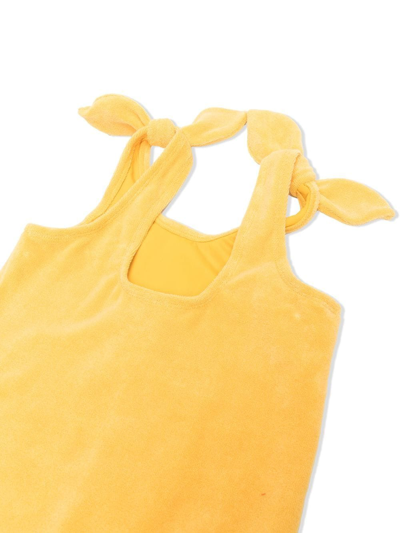 Shop Zimmermann Shoulder-tie Towelling Swimsuit In Yellow