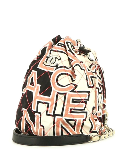 Pre-owned Chanel 2010s Logo Print Diamond-quilted Bucket Bag In Pink