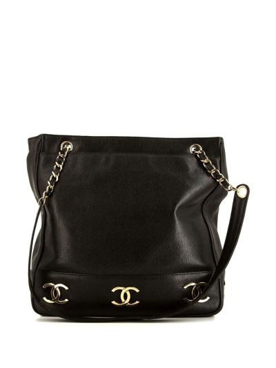 Pre-owned Chanel 1994 Triple Cc Shoulder Bag In Black