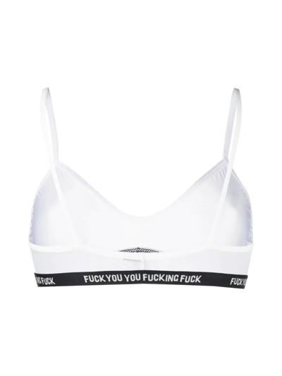 Shop R13 Sheer-mesh Slogan-underband Bra In White