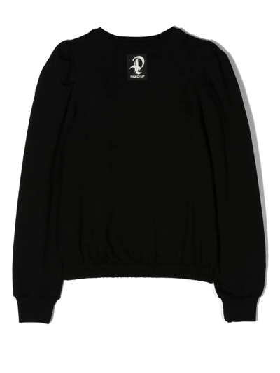 Shop Pinko Teen Sequin-logo Cotton Sweatshirt In Black
