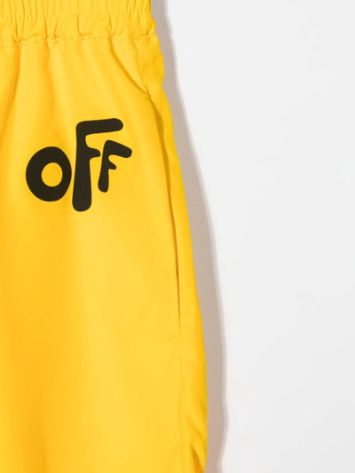 Shop Off-white Logo-print Trousers In Yellow