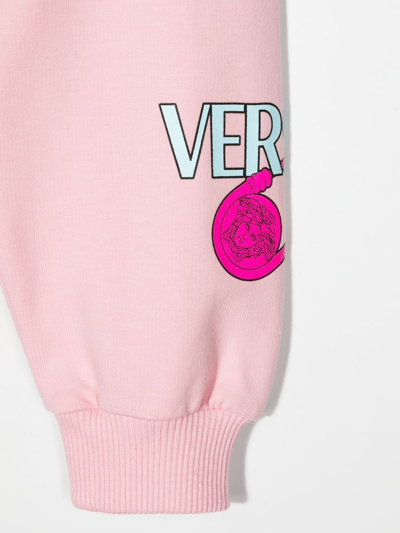 Shop Versace Logo-print Track Pants In Pink
