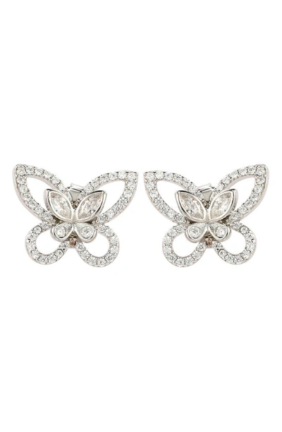 Suzy Levian Cubic Zirconia Butterfly Earrings In White