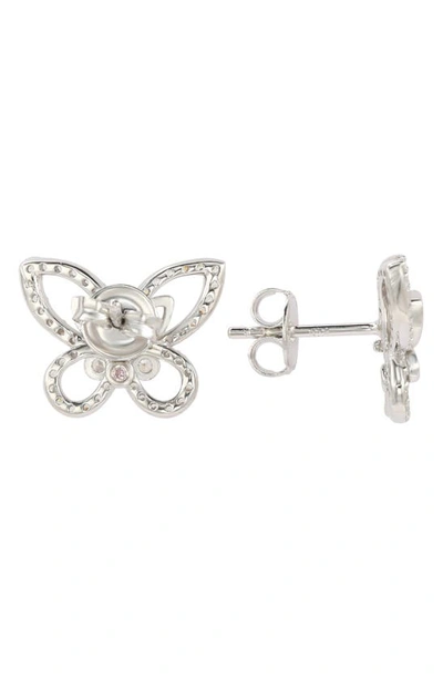 Suzy Levian Cubic Zirconia Butterfly Earrings In White