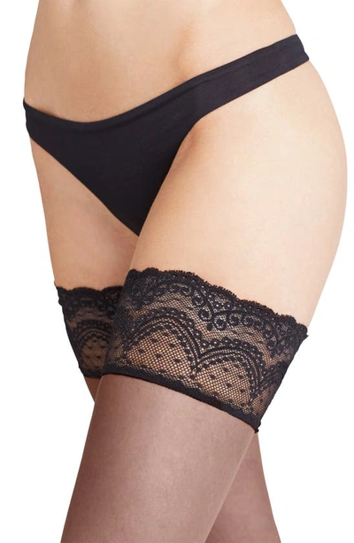 Falke Deluxe 8 Stay-up Stockings In Black