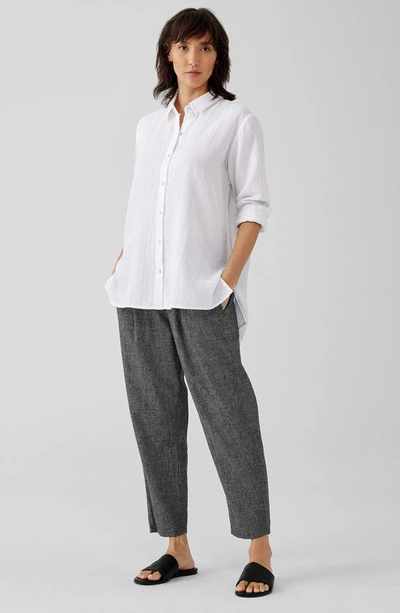 Shop Eileen Fisher Easy Classic Organic Cotton Button-up Shirt In White