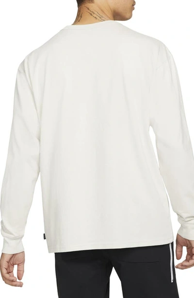 Shop Nike Sportswear Premium Essentials Long Sleeve T-shirt In Light Bone/ Black