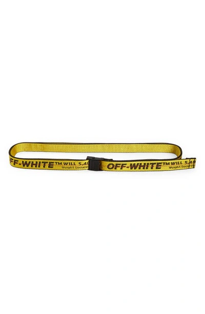 Shop Off-white Classic Mini Industrial Jacquard Belt In Yellow/ Black