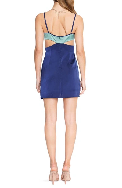 Shop 4si3nna Tiffany Two-tone Cutout Dress In Navy Sage