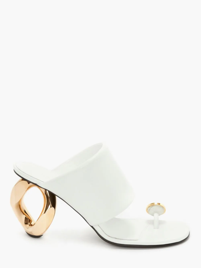 Shop Jw Anderson Diamond Chain Heel Leather Sandals In White