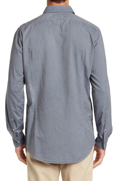 Shop Massimo Alba Watercolor Oxford Cotton Button-up Shirt In Smoke