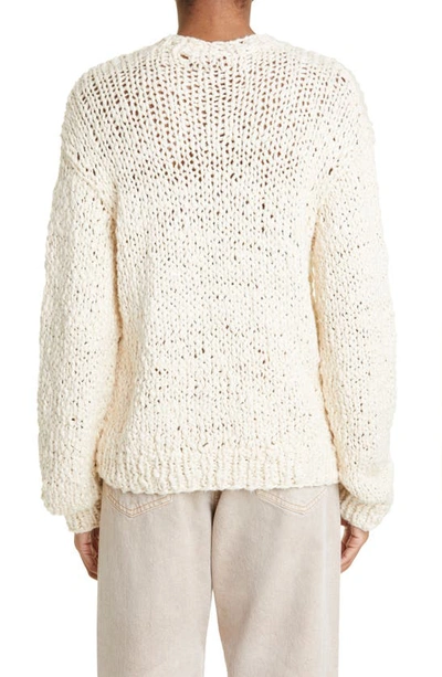 Shop The Elder Statesman Bouclé Organic Cotton Crewneck Sweater In Vanilla