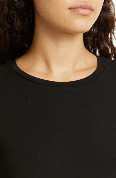 Shop Eileen Fisher Crewneck Long Sleeve Tunic Top In Black