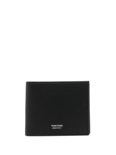 Shop Tom Ford Bi-fold Leather Wallet In Black