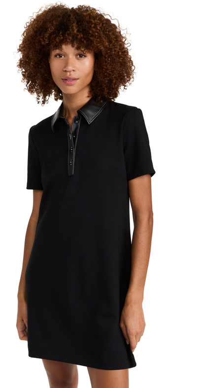 Staud Jacy Faux Leather Detail Minidress In Black/black