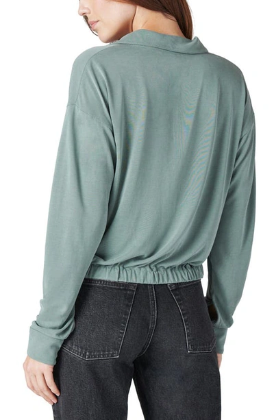 Shop Lucky Brand Twist Hem Knit Button-up Shirt In Loden Green