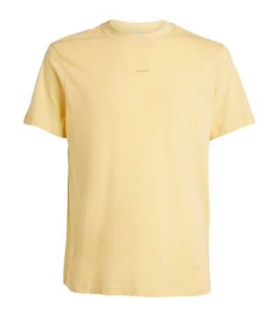 Shop Sandro Cotton Embroidered-logo T-shirt In Yellow