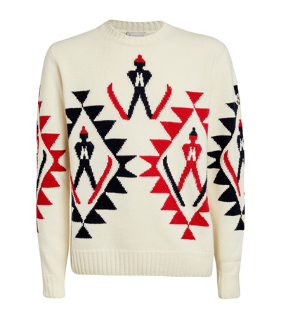 Shop Moncler Skier-motif Sweater In White
