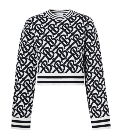 Shop Burberry Tb Monogram Sweater In Black