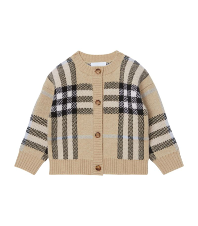 Shop Burberry Kids Wool-blend Vintage Check Cardigan (6-24 Months) In Neutrals