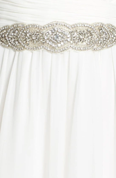 Shop Nina 'jonquil' Crystal Oval Belt In Ivory Organza