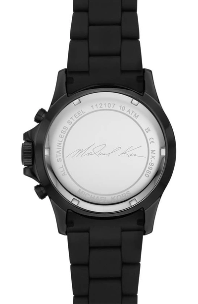 Shop Michael Kors Everest Chronograph Silicone Strap Watch, 45mm In Black