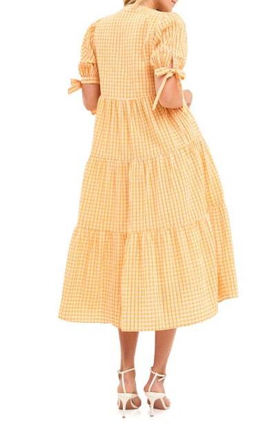 ENGLISH FACTORY ENGLISH FACTORY GINGHAM TIERED MIDI DRESS 