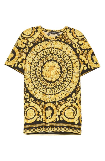 Shop Versace Barocco Print Cotton T-shirt In Black