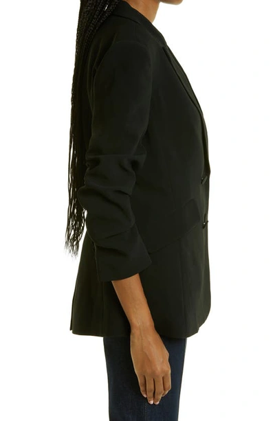 Shop Cinq À Sept Kris Ruched Sleeve Double Breasted Blazer In Black