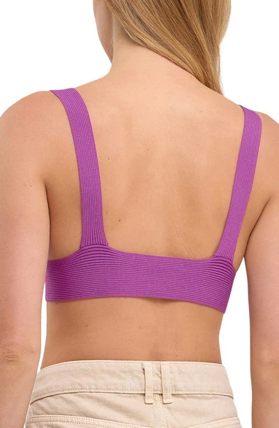 Endless Rose Twisted Ribbed Bralette Top In Grape