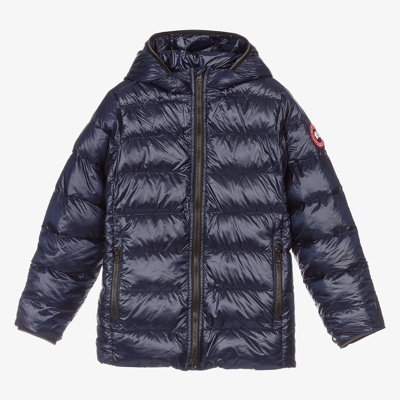 Canada Goose Kids Navy Crofton Hoody Down Jacket In Blue