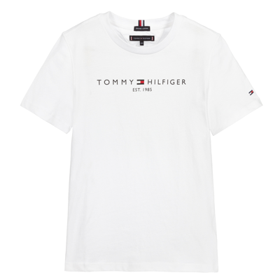 Shop Tommy Hilfiger Teen Boys White Cotton Logo T-shirt