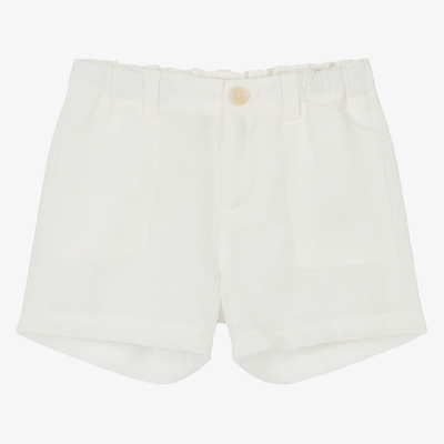 Shop Bonpoint Boys Ivory Linen Shorts