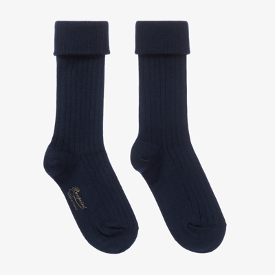 Shop Bonpoint Blue Ribbed Cotton Socks