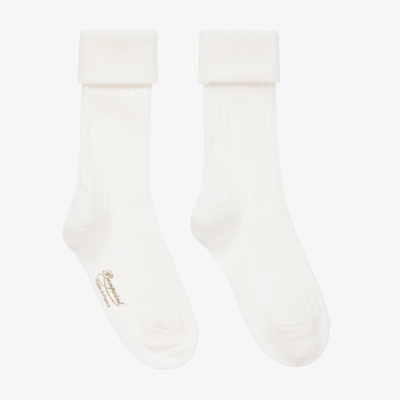Shop Bonpoint Ivory Ribbed Cotton Socks