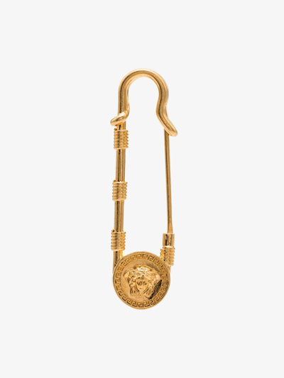 Shop Versace 'medusa Safety Pin' Pin In Oro