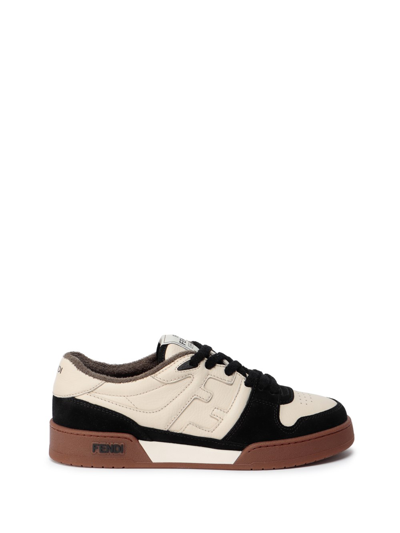 Fendi Men Low Top Sneaker In Calfskin With Logo In Multi
