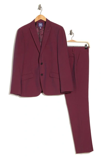 Shop Savile Row Co Bi-stretch Mohair Solid Suit In Maroon