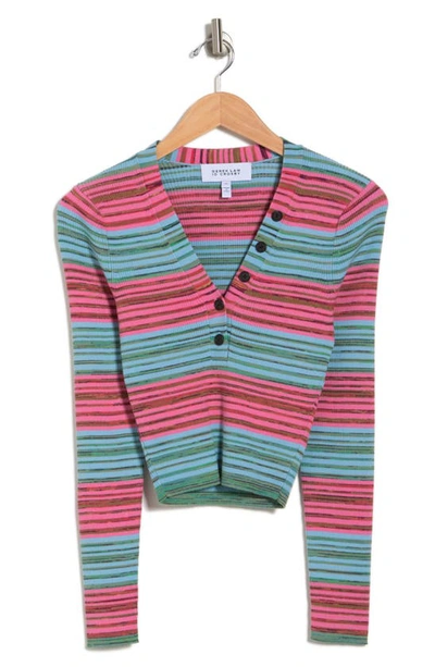 Derek Lam 10 Crosby Milana Crop Henley In Multicolor Space Dye