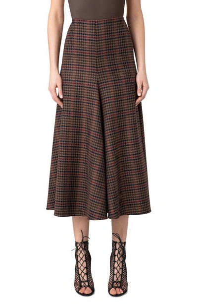 Shop Akris Houndstooth Check Virgin Wool Midi Skirt In Multicolor
