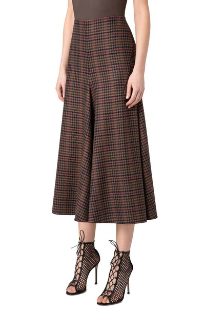 Shop Akris Houndstooth Check Virgin Wool Midi Skirt In Multicolor