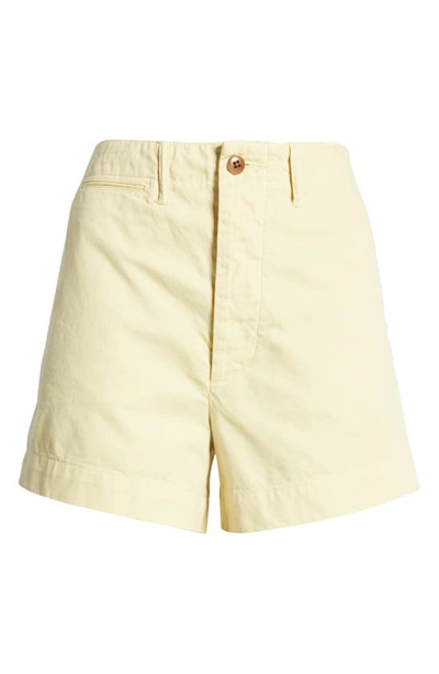Shop Re/done Cotton Trouser Shorts In Washed Buttercream
