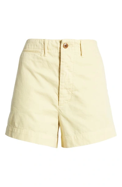 Re/done Cotton Trouser Shorts In Washed Buttercream