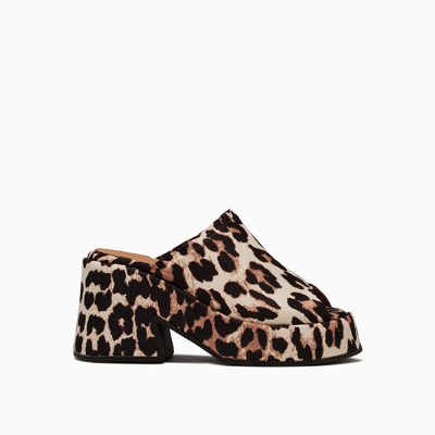 Shop Ganni S1858 Leopard Sliders