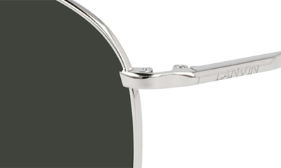 Shop Lanvin 60mm Aviator Sunglasses In Silver/ Green